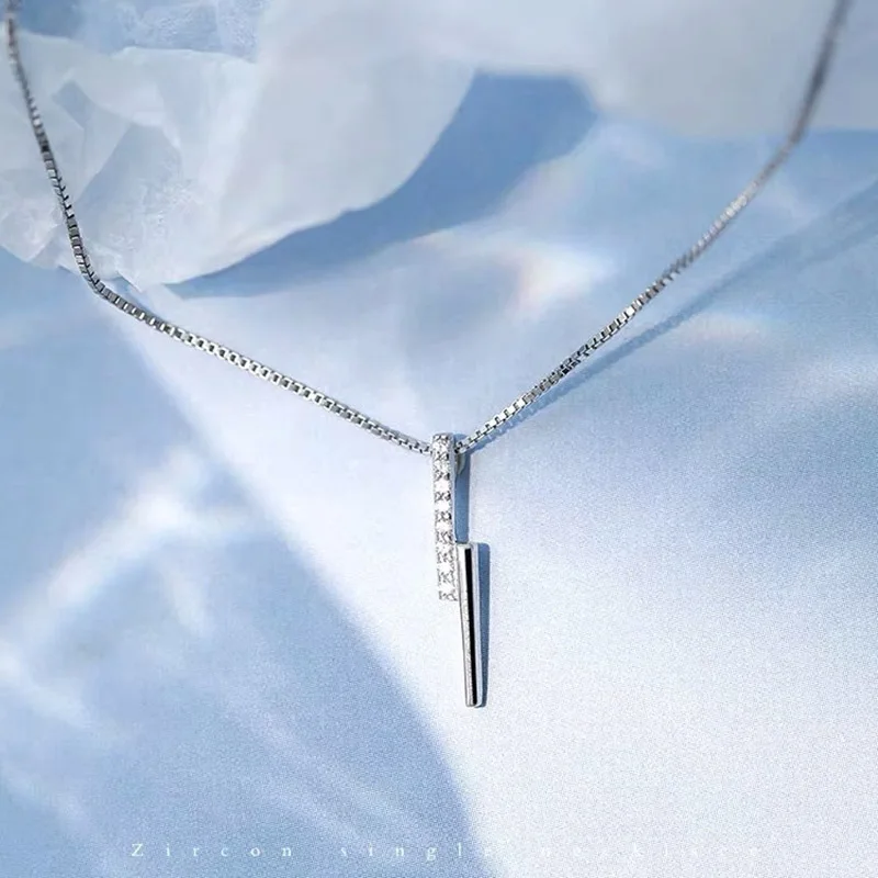 Real 925 Sterling Silver Pendant Necklace Temperament Zircon Fine Jewelry For Women Romantic Engagement Accessories Party Gift - Image 2