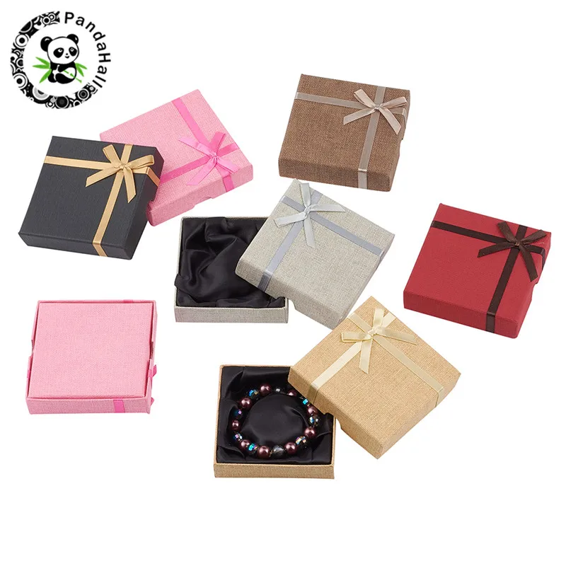 

Square Cardboard Bracelet Boxes, Mixed Color, 9.1x9.2x2.2cm