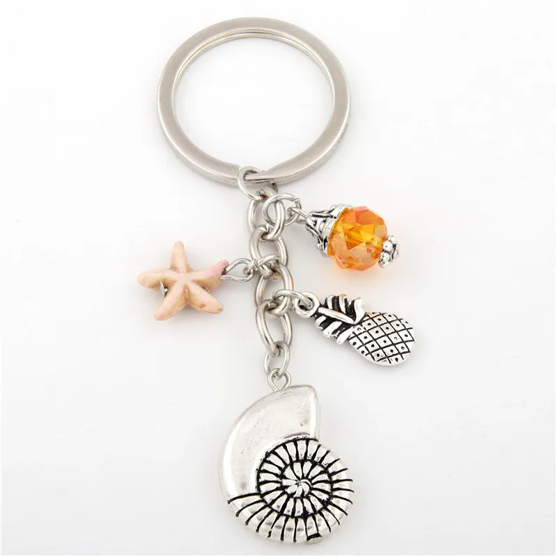 1 шт. брелок в виде морской звезды серебряное кольцо для ключей брелоки с