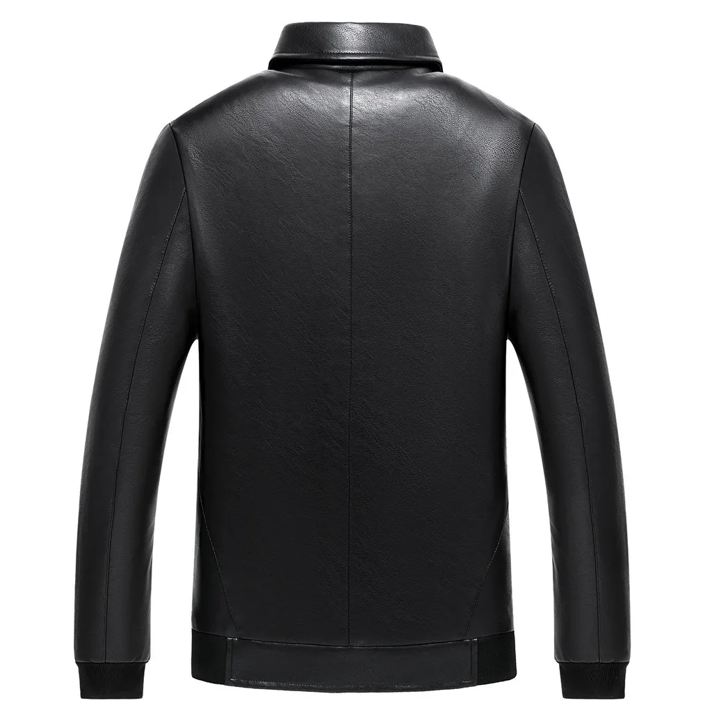 Мужская винтажная крутая кожаная куртка с длинными рукавами, осенне ...