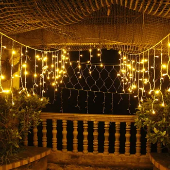 

Light String Indoor Outdoor Decoration 3.5m 96 led Icicle Curtain LED Fairy Lights Christmas Garden Party EU/US Plug