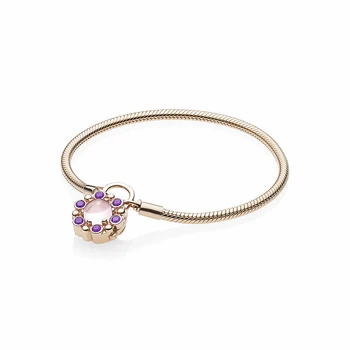 

Free Shipping Real 925 Sterling Silver Bracelet Rose Padlock Smooth Snake Bracelet Bracelet Suitable For Bead Charm Jewelry