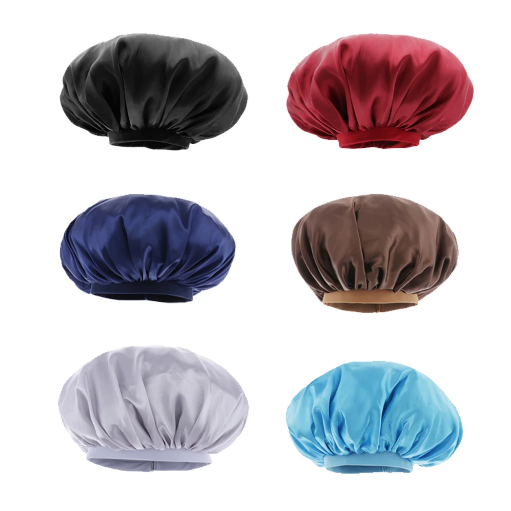 Soft Elastic Wide Band Bonnet Night Sleep Cap Sleeping Head Cover Hair Protector for Women Girls Curly Hair, Long Braids