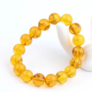 

Natural citrine bracelet crystal bronzing six-word true bracelet ball single circle citrine Buddha bead hand string men and wome