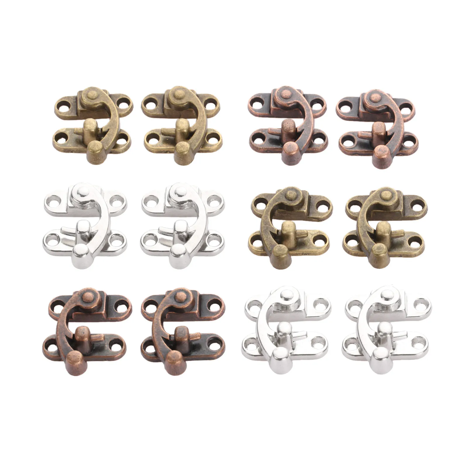 2pcs Antique Iron Padlock Latch Hasp Buckle Horn Catch Clasp Hook Lock For Mini Jewelry Box For Furniture Hardware 29*33mm