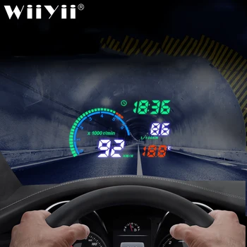 

HUD i9 Head Up display Auto HUD OBD2 Car Speed Projector KMH MPH Speedometer Car Detector Oil Consumption Security Alarm