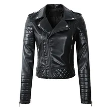 Новинка, модные женские мягкие куртки и пальто из искусственной кожи, женские мотоциклетные куртки на молнии, Байкерская черная уличная верхняя одежда