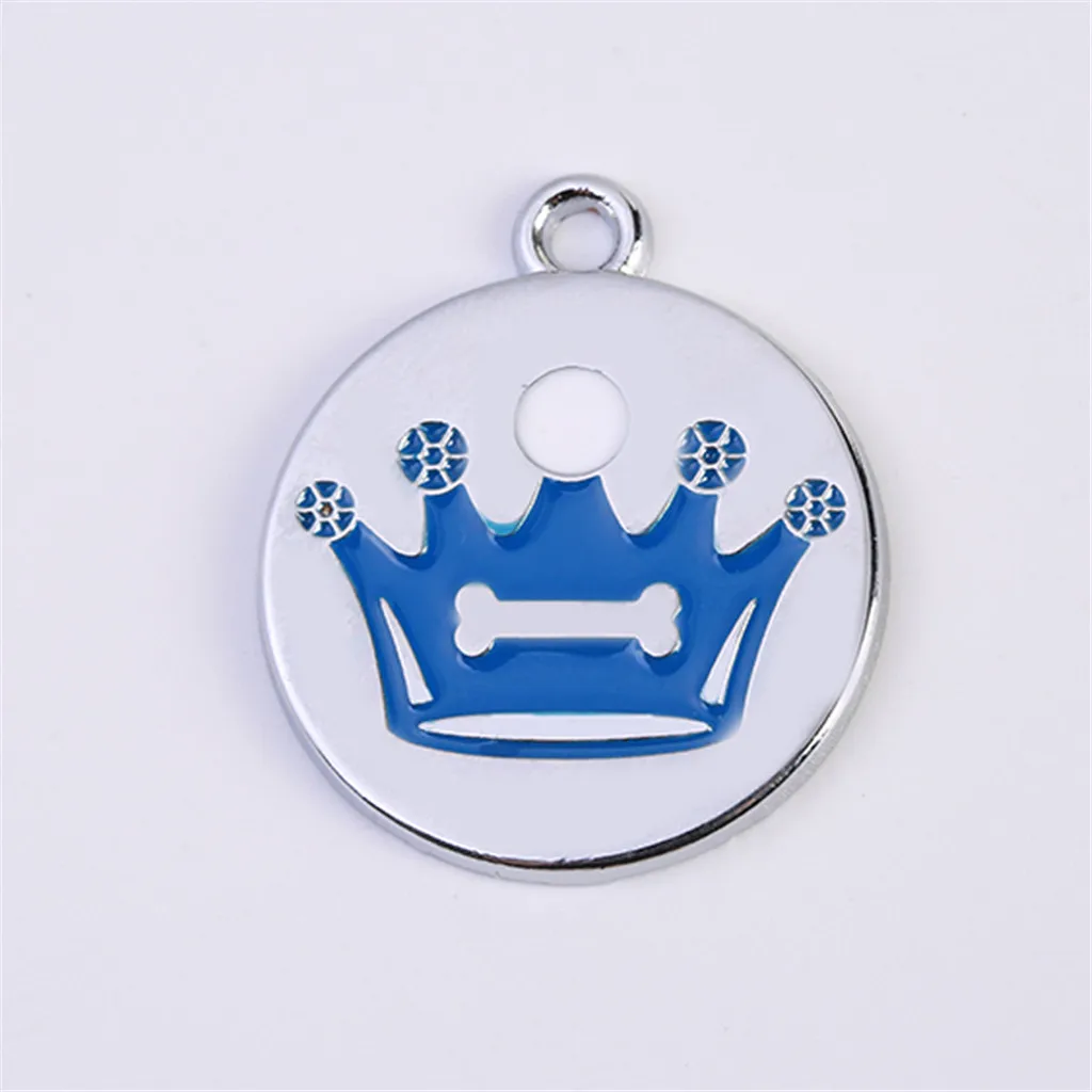 30^Cute Mini More Crown Print Diamond Dog Cat ID Name Tags Pet Jewelry Necklace family product for pet dog leash собачий поводок