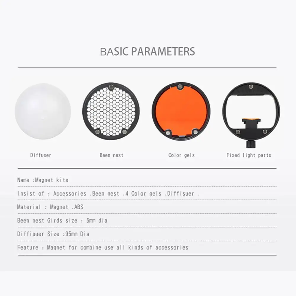 TRIOPO TR-07 MagDome Color Filter Reflector Honeycomb Diffuser Ball Photo Accessories Kits For GODOX YONGNUO Flash Replace