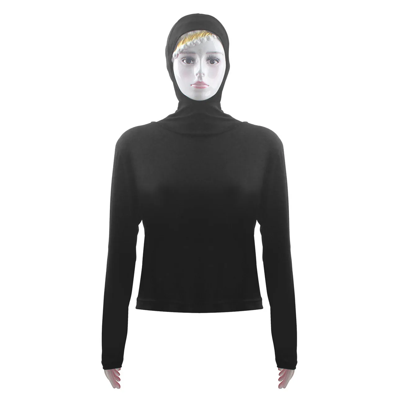 Dromiya женский топ с капюшоном Солнцезащитная одежда для плавания укороченные топы блузка с длинным рукавом стрейч мусульманский пуловер Топ арабский ислам Повседневный Топ
