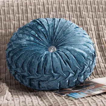 

Round Pumpkin Throw Pillow Velvet Pleated Couch Cushion Floor Pillow for Sofa Chair Bed Car Home Decoration TN88