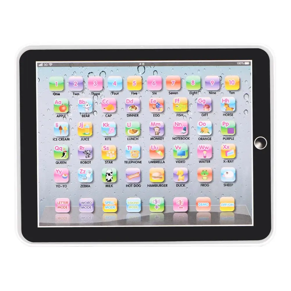 black Double Language Learning Machine Kids Musical Educational Tablet Baby Toys Electronic Touch Tablet Computer For Children - Цвет: black