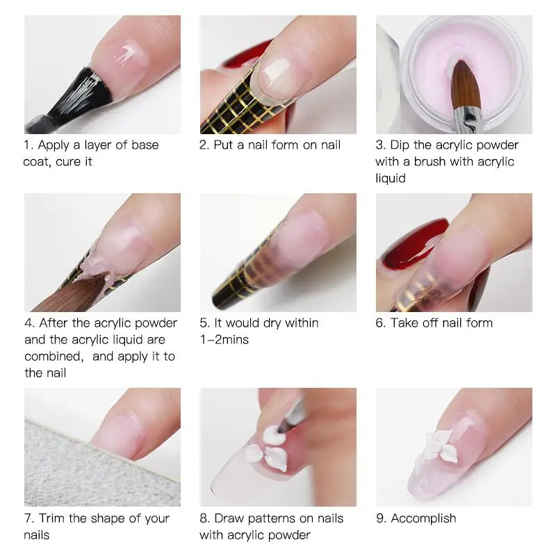 Acrylic Powder Nail Art Dust Crystal Polymer No Need UV Lamp