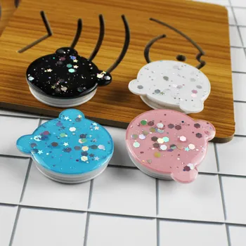 

20pcs litter bear Glitter epoxy glue mobile phone folding stretch bracket Phone Holder support For iphone For Samsung