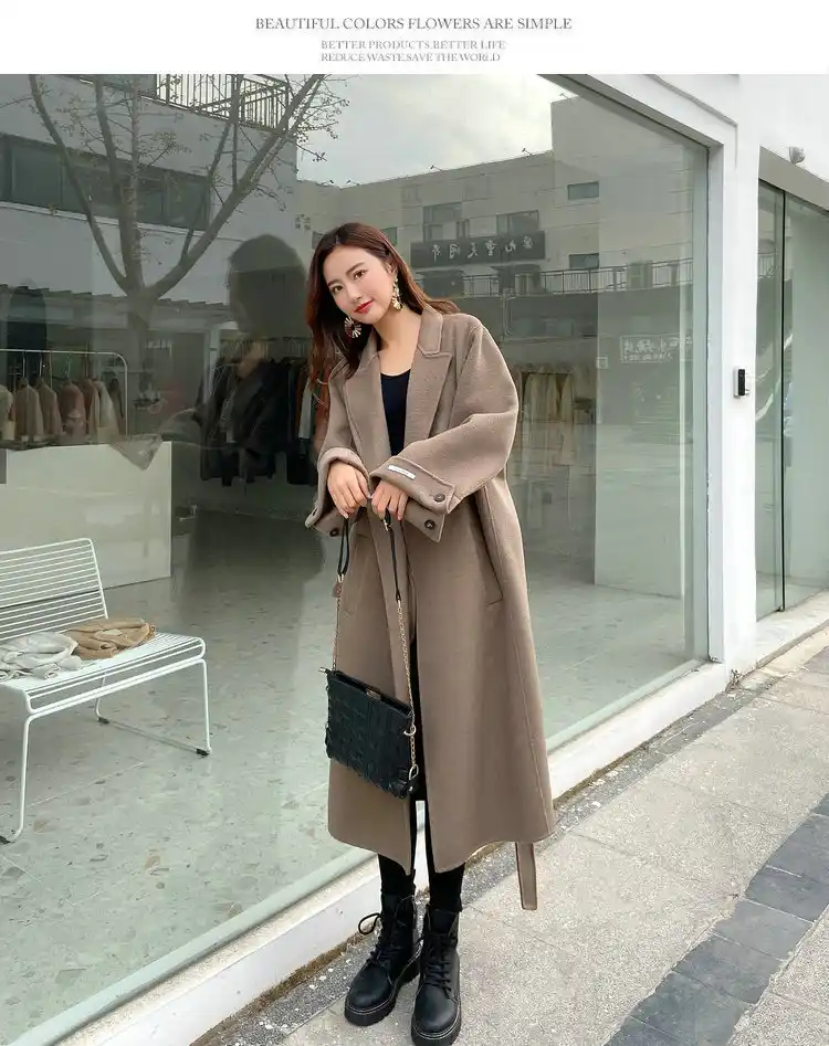 両面カシミヤのコートの女性両面コートの冬のウールコートレディースウールコート両面ウールコートウール ウール混紡 Aliexpress