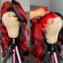 Ombre Highlight Wigs 99J Burgundy Body Wave Lace Front Human Hair Wigs For Women Human Hair Wig Transparent Lace Red Hair