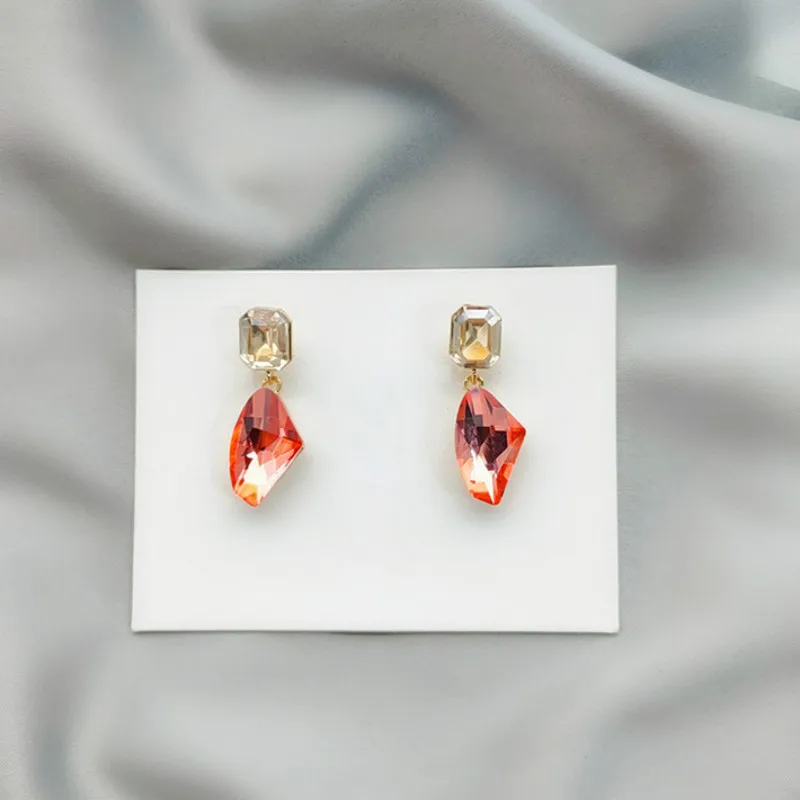 

Trendy Crystal Geometric Women Dangle Earrings Red Geometric Crystal Eardrop Bohemian Drop Earrings Jewelry Earrings
