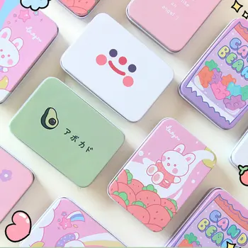 

Smiley Face Storage Box Girl Hand Account Sticker Candy Tinplate Desktop Storage Jewelry Box