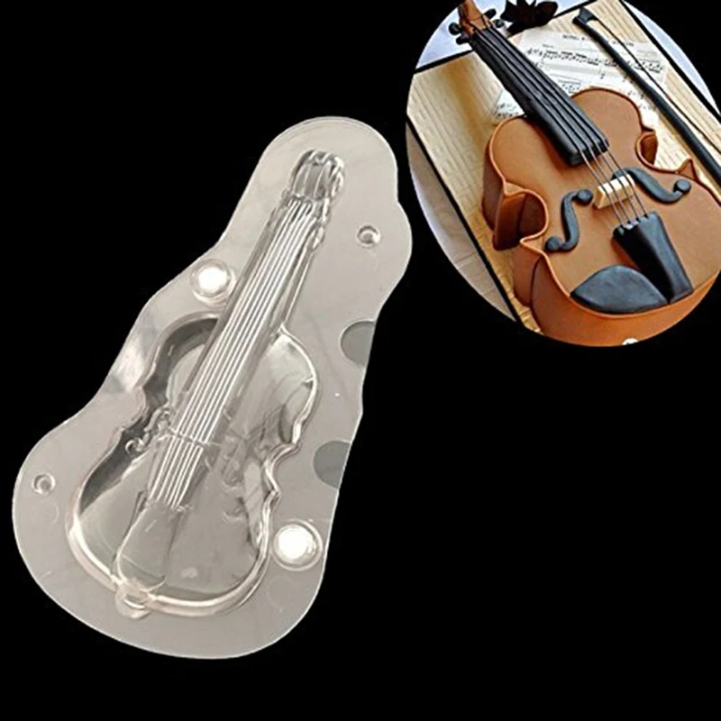 

1 Set 3D Violin Sample Form Plastic Fondant Chocolate Cake Molds Cake Decorating Tools Kitchen Baking Tools With 2 Clips