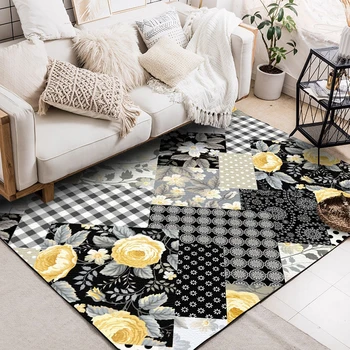 

Geometric Flower Carpets for Living Room Anti-Slip Kids Bedroom Creative Splice Simple Floor Mats Doormat Modern Large Area Rugs