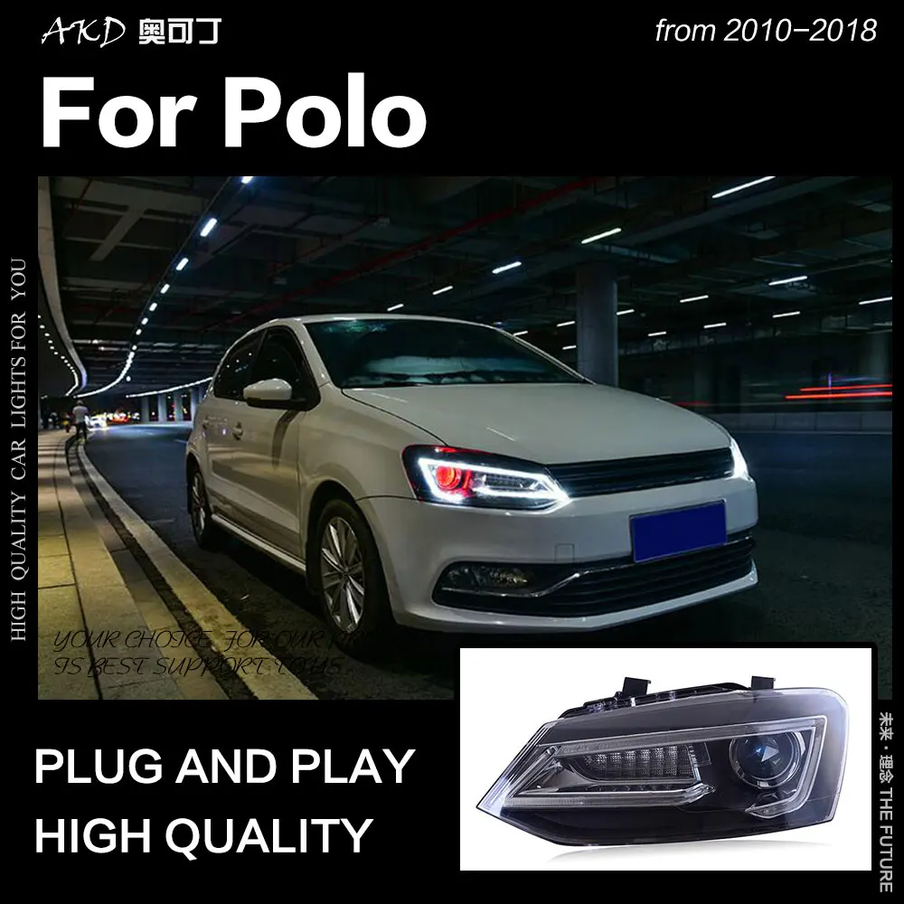 AKD автомобильный Стайлинг для VW Polo фара 2010- Vento светодиодный головной фонарь светодиодный DRL Hid Bi xenon фары светодиодный дальнего света аксессуары