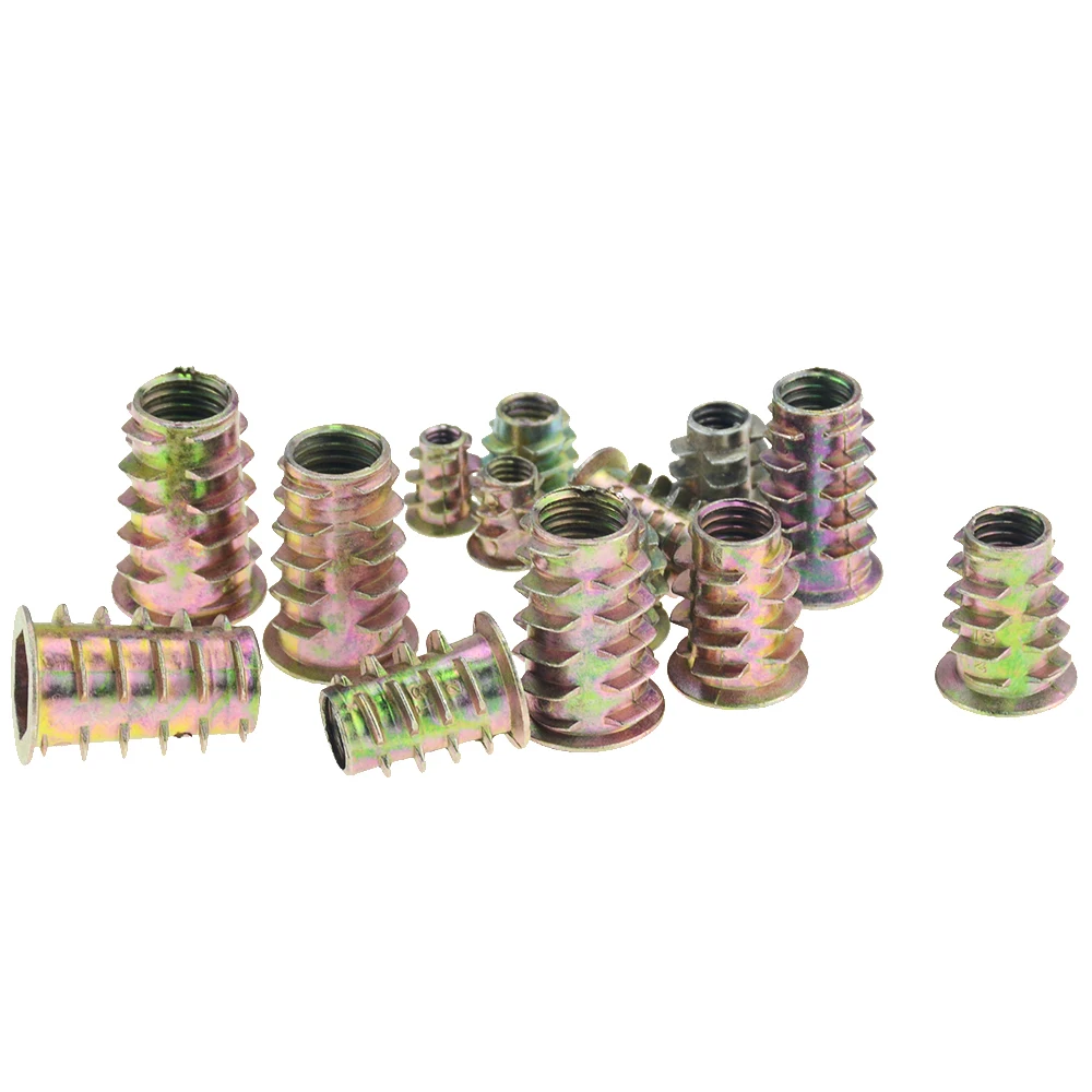 M6 Zinc Alloy Threaed Spiked Wood Caster Insert Nut with Flanged