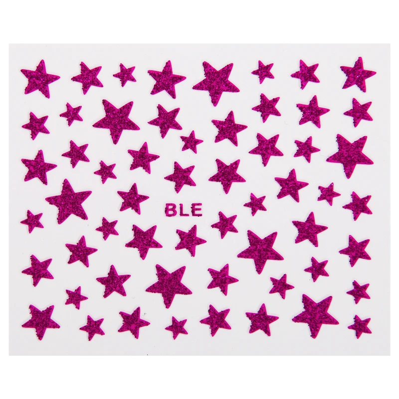 1 Sheet 3D Nail Slider Star Stickers Glitter Shiny Decoration Decal DIY Transfer Adhesive Colorful Nail Art Tips Tattoo Manicure - Цвет: Rose red