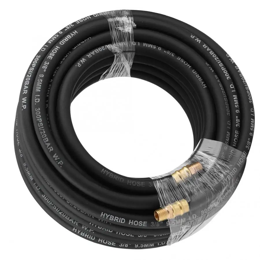 15M Flexible Rubber Pneumatic Air Hose with 5-Piece Compressor Accessory Kit Tool Air Compressor Kit
