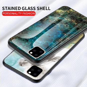KEYSION Marble Tempered Glass Case for iPhone 11/11 Pro/11 Pro Max