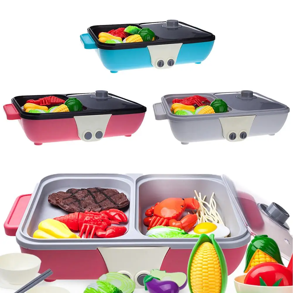 

Kitchen Toys Set Simulation Dual-use Hot Pot Teppanyaki Toys Pretend Play Early Educational Kitchen Set For Kids