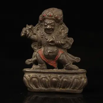 

Home Decor 2" Tibet Buddhism Temple Old bronze Painted God of War Mahakala Buddha Statue Pendant Vajra Hands Protecting Dharma