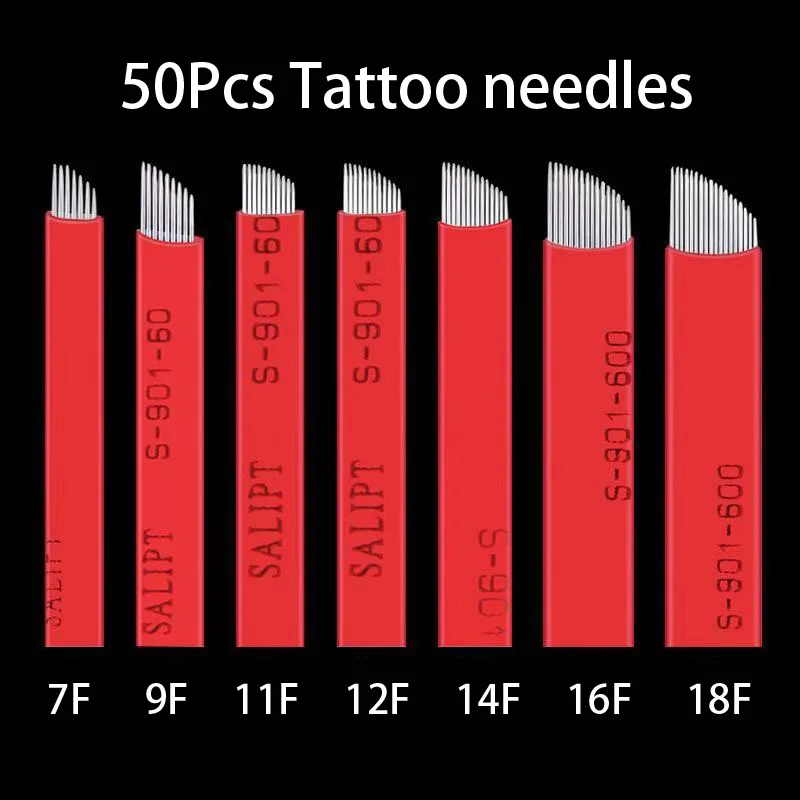 

50Pcs 7 9 11 12 14 16 CF Shape Microblading Laminas Nano Tattoo Needles Pins Blade for 3D Makeup Eyebrow Pen Tebori Embroidery