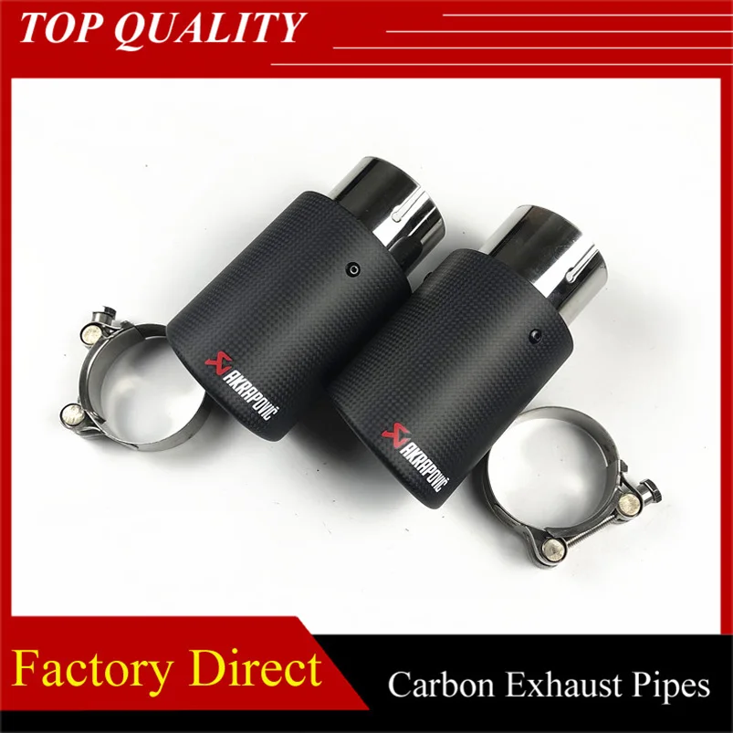 

Universal 1 pair Car Akrapovic Exhaust muffler pipes Carbon Curly edge Exhaust tailtip pipe muffler nozzle tips