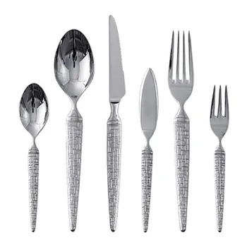 

6PCS/Set Silverware 304 Stainless Steel Cutlery Set Steak Knife Fork Set Coffee Spoon Teaspoon Flatware Tableware Kitchen