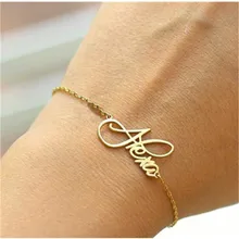 На заказ Gepersonaliseerde нарукавная повязка Handgemaakte Sieraden Handschrift Naambord Hand Link Rvs Gouden Ketting Pulsera BFF подарок