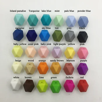 

50pcs Hexagon Food Grade Silicone Bead 15*13mm Baby Teether Baby Teething Toy BPA Free Nursing Necklace Pacifier Pendant