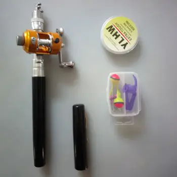 

Fishing Rod Reel Combo Set Mini Pen Shape Telescopic Portable Pole Baitcast Wheel Lure Fishhook Float Fishing Rod Kit