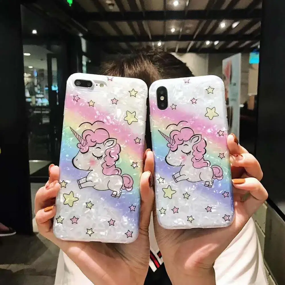 

Shellfish Painted Unicorn Phone Case For Apple iPhone 7 8 6 6s Plus X XR XS MAX 5S SE Soft TPU Cover Coque Shell Fundas Capa #EW