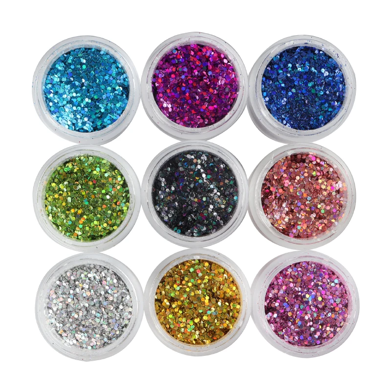 50g Iridescent Mixed Hexagon Laser Nail Glitter Sequins Chunky