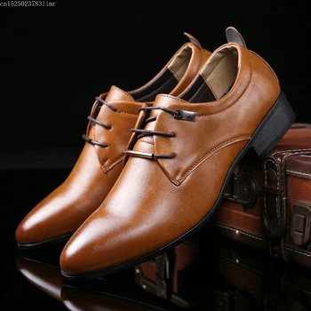 

2019 Fashion Business Men Dress Shoes Genuine Leather Pointed Toe Slip on Flats Loafers Formal Office Shoes Men Leather Oxfords