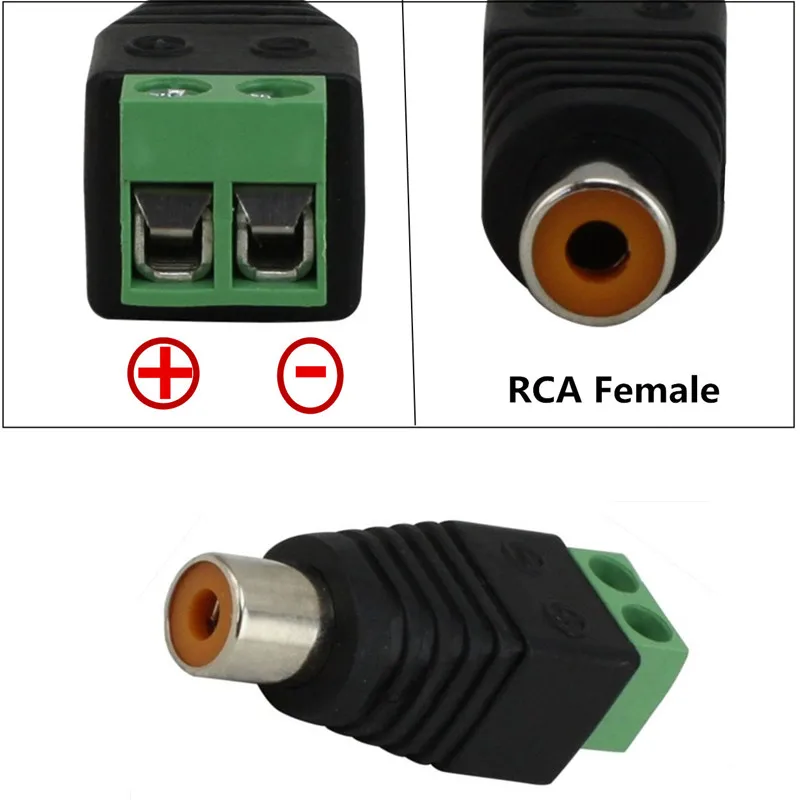 10pcs Green RCA Terminal Block CAT5 to Camera CCTV Video Balun RCA Female or Male Jack AV Screw Connector