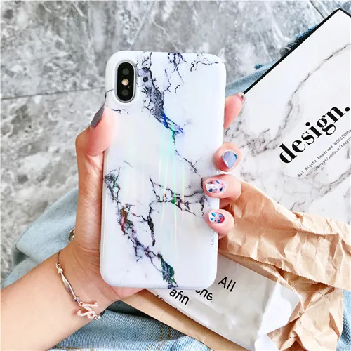 Лазерный мраморный чехол Aurora для iphone 11 Pro MAX XR X XS Max, глянцевый мягкий силиконовый чехол для iphone 6 6s 7 8 7 plus, задняя крышка для телефона - Цвет: F