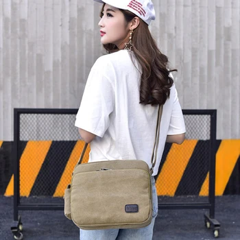 

1 Pcs Men's Crossbody Bag Men Multi Compartment Messenger Bags Casual Travel Men Canvas Bag