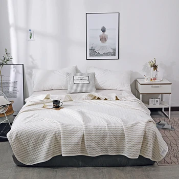 

Modern Simple Stripe Air Conditioned Duvet Comforter Bedspread Cotton Soft Summer Quilt Blanket Children Adults Summer Bed Quilt