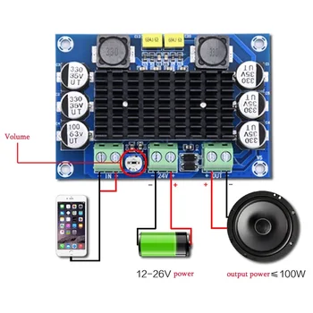 

100W TPA3116 Mono Channel Digital Power Audio Amplifier TPA3116D2 DC12-26V Class D Subwoofer Amplifier