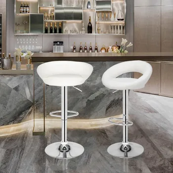 

Two Adjustable Bar Chair Barstools Footrest Funiture Moon Bay Round Cushion Computer Chair Bar Lift Chair Kitchen-Chairs Modern