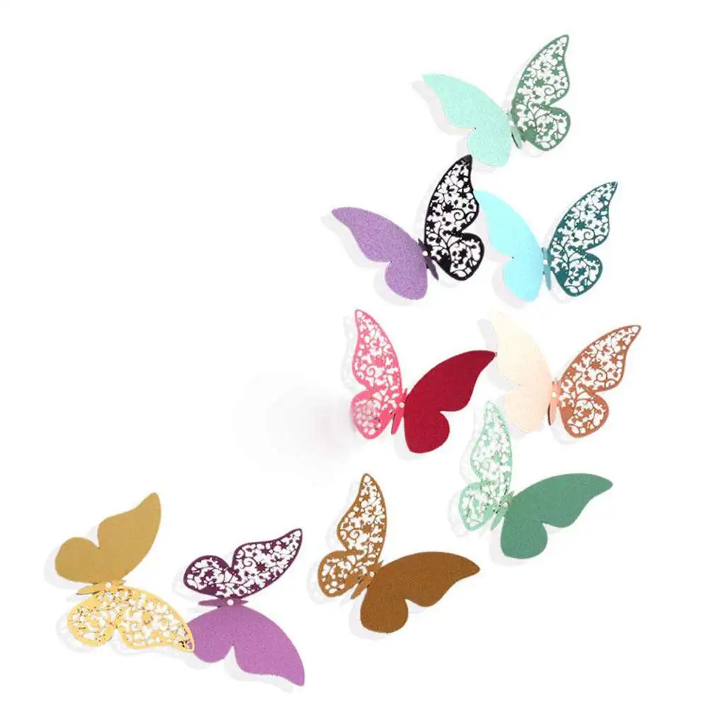 E12pcs имитация бабочки наклейки на стену 3D стерео полые бабочки наклейки домашние модные украшения обои