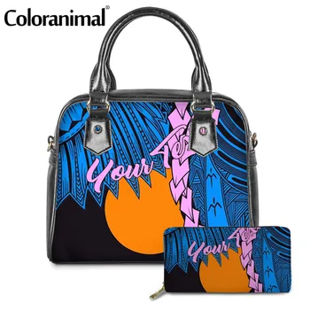

Coloranimal Ethnic Design Women Crossbody Bag Palau Polynesian Pattern Female PU Shoulder Bag 2Pcs/Set Messenger Bag&Wallet Hot