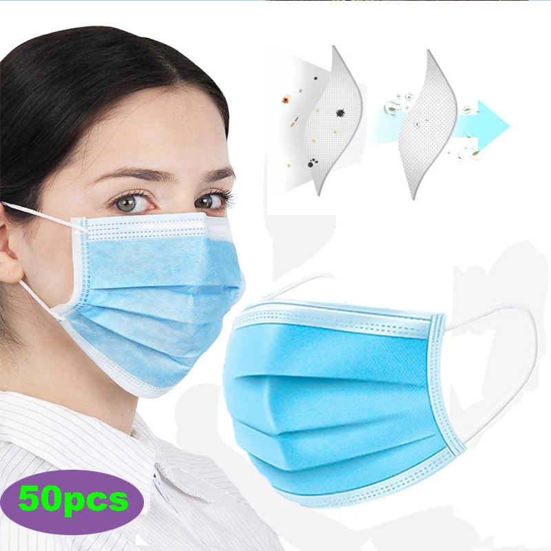 

50 PCs Protective Mask Non-woven Dust Mask Thickened Disposable Mouth Mask Features as KF94 FFP2