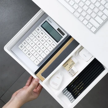 

Hidden table paste plastic desk storage box memo pen stationery storage box case desk drawer divider decoration EB001